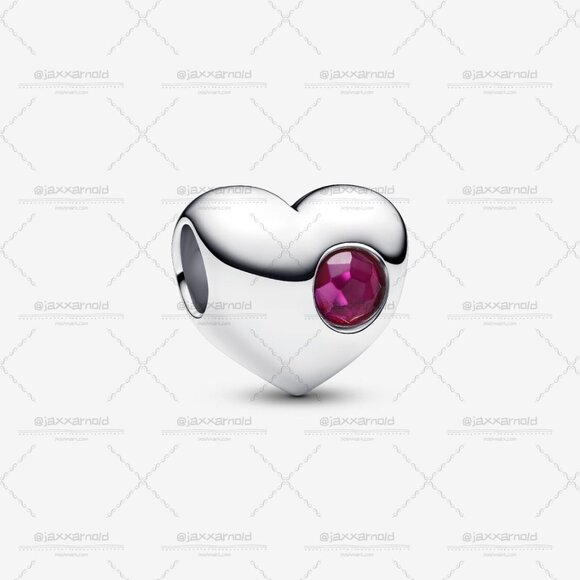 Pandora Engravable True Red Stone Heart Charm - Picture 1 of 6